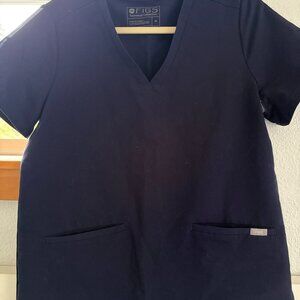 Figs Casma Three Pocket Scrub Top, Size M, Navy